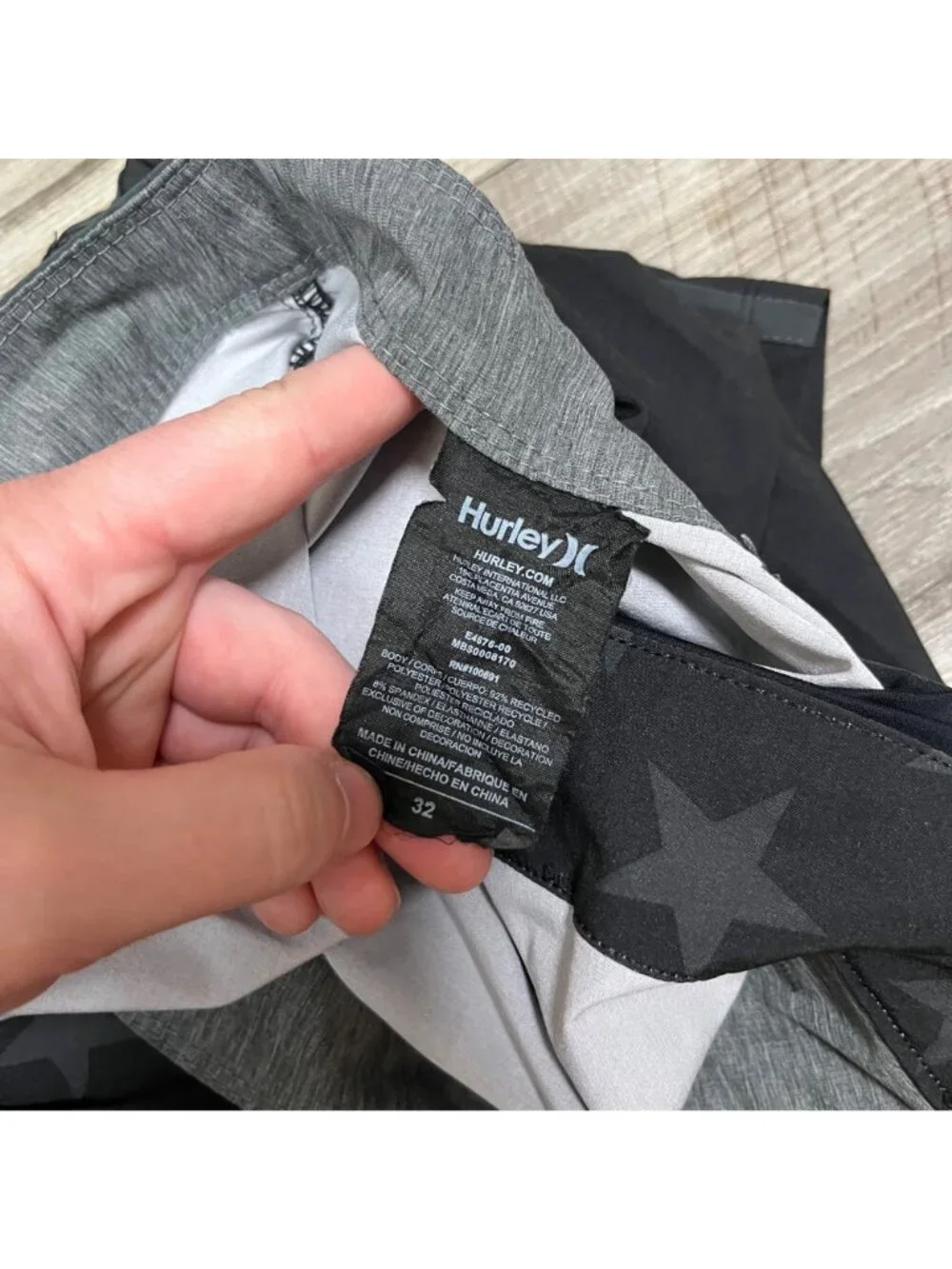 Hurley Swim Mid Rise Pocket Adjustable Shorts Black American Flag Men’s Size 32